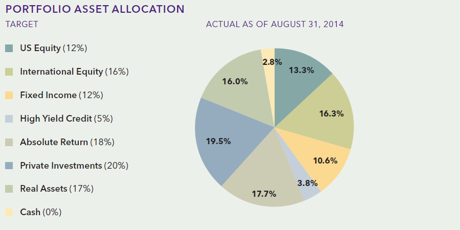Northwestern university endowment asset allocation. VC and PE are clubbed under Private investments